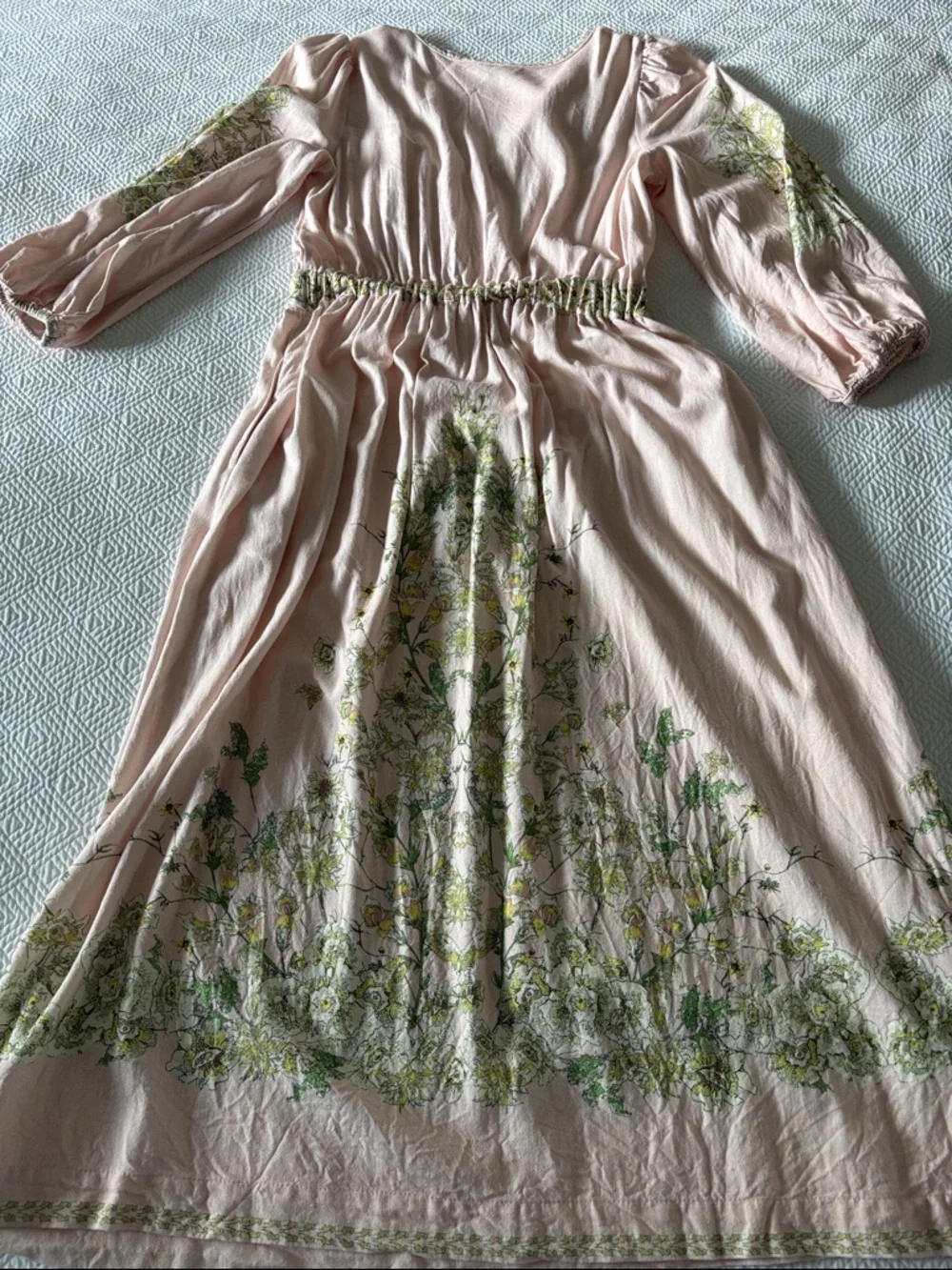 Blush Pink Floral Max Studio Maxi Linen Blend Dress - Picture 9 of 10
